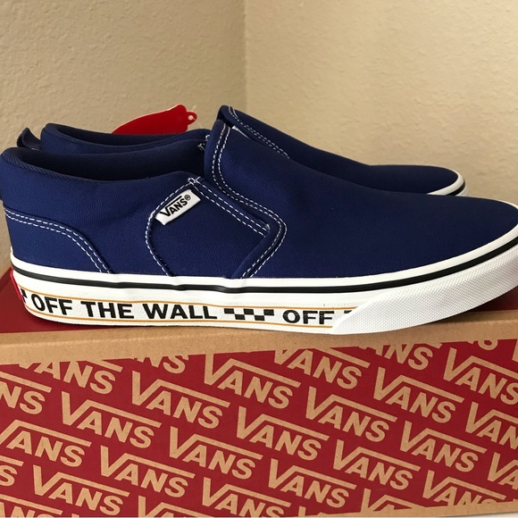 VANS Asher ROYAL BLUE Slip-on Shoes Boys or Girls OFF THE WALL - Picture 2 of 7
